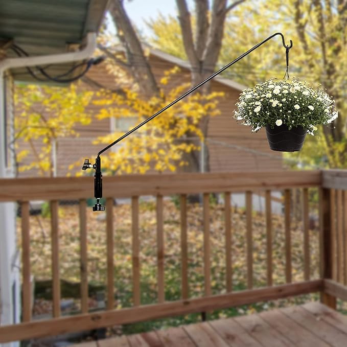 AshmanOnline Ashman Deck Hook (2 Pack, 49-Inch Deck Hook), Double Forged Solid Metal Single Piece Rod, Ideal for Bird Feeders, Plant Hangers, Coconut Shell Hanging Baskets, and Lanterns.