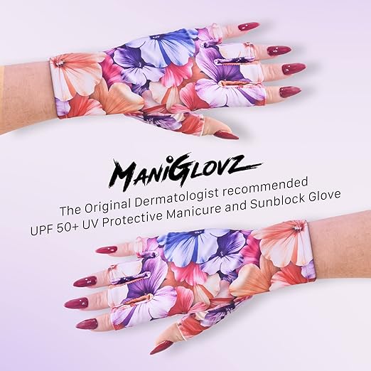 ManiGlovz - The Original UPF 50+ UV Light Protective Nail Gloves | Gel Manicure Gloves and Anti UV Fingerless Gloves for Women | Can be Used as Sun Protection Gloves for Driving | Lipstick and Lashes