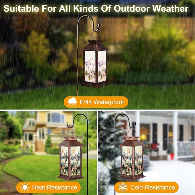 Pawatee Solar Hanging Lanterns, Wolves Style, Bronze Finish, 2 LED Lights, Waterproof, Ideal for Garden, Patio, Lawn, and Porch