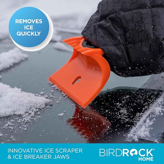 39" Extendable Snow Brush & Ice Scraper with Glove | 11" Wide Squeegee & Bristle Head | Lightweight Aluminum Body with Ergonomic Grip | No Scratch Winter Cleaning Tool for Cars & SUVs