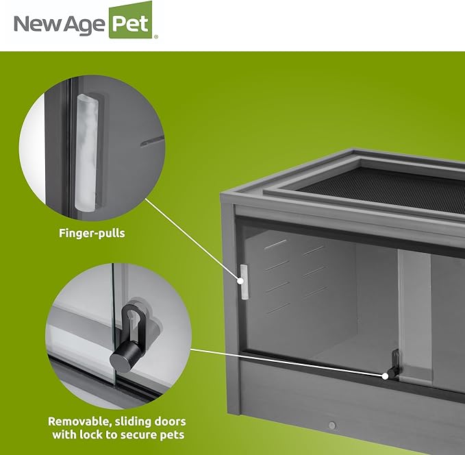 New Age Pet ECOFLEX 36" Wide Medium Reptile Habitat, Mojave Lounge for Snakes, Tortoises & Lizards in Maple, Black & Grey, Easy Assembly, Sliding Glass Doors & Mesh Top