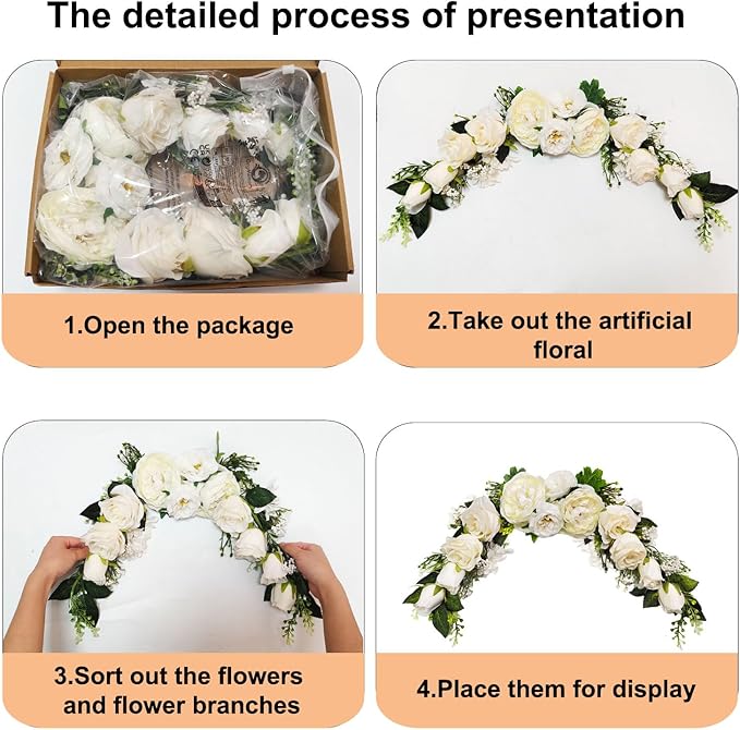 Arch Flowers, Artificial Floral Swags, 23", Decorative Swag, Artificial Flower Swag for Door Party Wall Home Decor(Ivory)