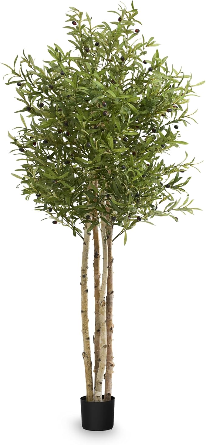Maia Shop Decorative Artificial Plants - Artificial Bamboo Tree 6.5ft Natural Trunks, Big Artificial Plant, Home Decor, Artificial Tree (Olive, 6ft 5in)