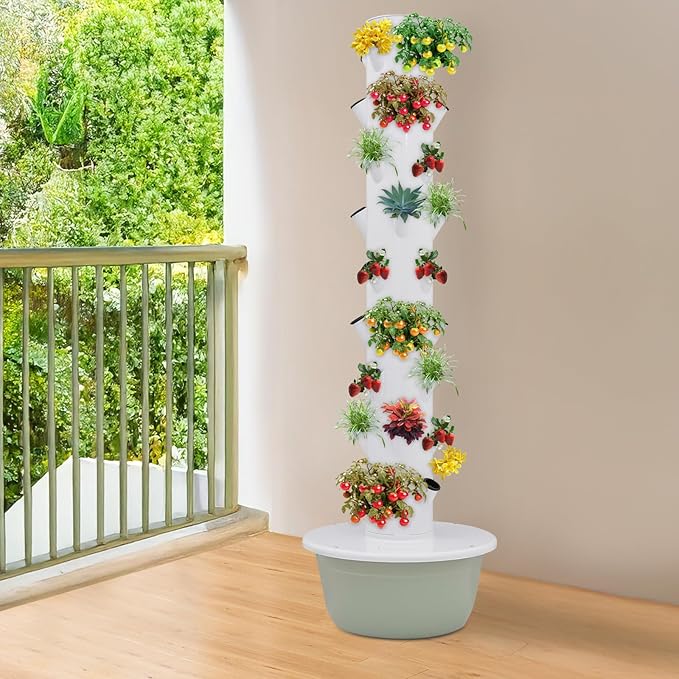 Hydroponic Growing System, 36-Plant Vegetable Planter Tower Outdoor Indoor Garden Vertical Planter Germination Kit with Water Pump, Intelligent Water Circulation & Loop Timer