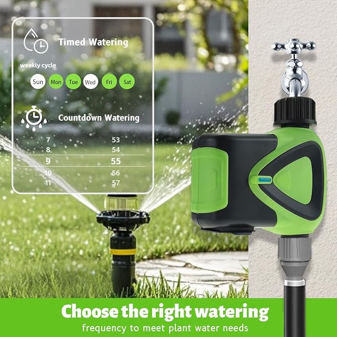 Water Timer for Garden Hose, Smart Hose Sprinkler Timer with Tuya/Smart Life App(Zigbee Connection), GreenVation Plant Automatic Watering System for Yard Outdoor Irrigation (Green Zigbee) (ZB Green)
