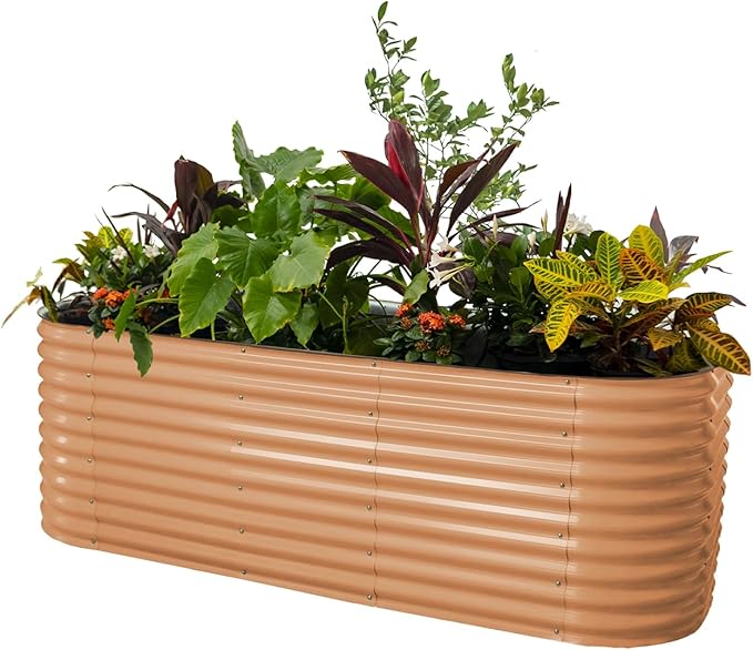 32" Extra Tall Raised Garden Bed Kits, 4 x 8 x 2.7ft Raised Planter Box Outdoor, 2.5 x 9.5 x 2.7ft Deep Root 10 in 1 Modular Metal Raised Beds for Gardening Vegetables Flowers Fruits - Terra Cotta