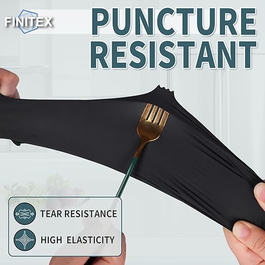 FINITEX - Black Nitrile Disposable Gloves, 5mil, Powder-free, Medical Exam Latex-Free 100 PCS For Examination Home Cleaning Food Glove (Small)