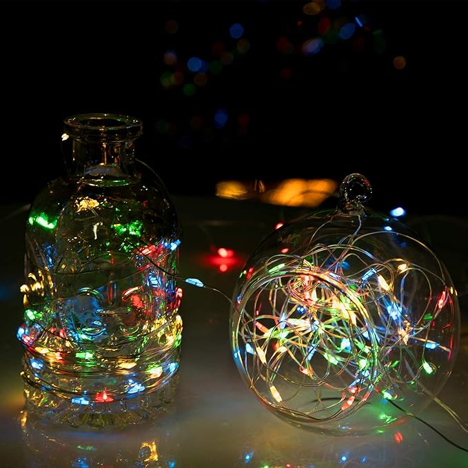 33Ft 100LED Outdoor String Lights, 2 Pack Fairy Lights Battery Operated with Remote, Waterproof Twinkle Lights for Bedroom Dorm Patio Tapestry Wedding Party Indoor Christmas Decoration, Multicolor