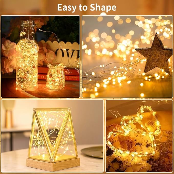 GDEALER 2 Pack Fairy Lights 20 Ft 60 Led Battery Operated Twinkle Lights with Remote Waterproof Silver Wire Twinkle Light 8 Modes Fairy String Light for Party Bedroom Decorations- Warm White