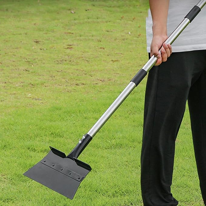 Multi-Purpose Snow Shovel - Flat Ice Scraper, Adjustable Handle Heavy Duty Outdoor SnowRemoval Tool | Garden Floor Scraper, Lawn Edging and Cleaning Portable Winter for Driveway, Sidewalk