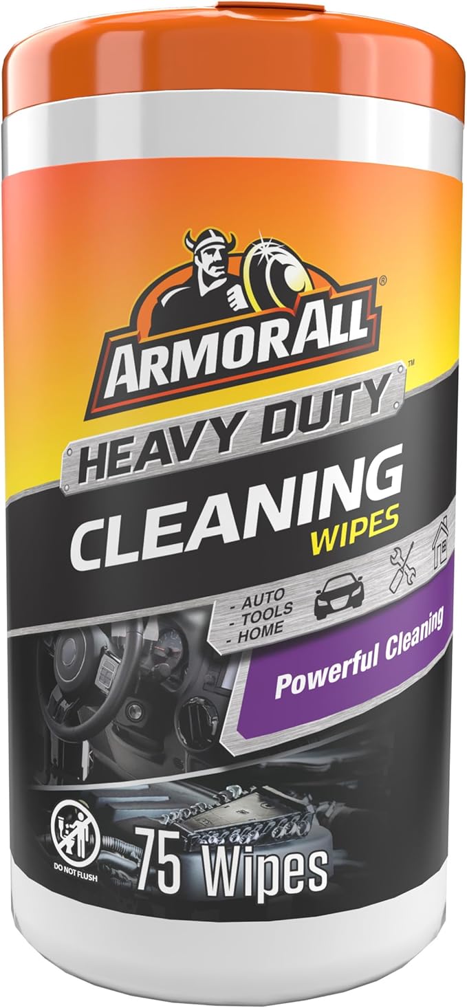 Armor All Heavy Duty Car Cleaning Wipes, 25 Count Canister, Interior Car Wipes, Also Great for Tools, Car Parts and Lawn Care Equipment