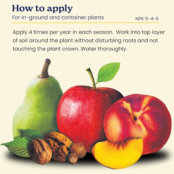 True Organic Fruit & Nut Food – Organic Fertilizer for Productive Tree Growth – Prevent Blossom End Rot – 12lb Bag Covers 210 Sq. Ft.