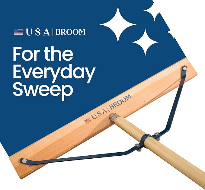 2-Pack - 24" Everyday Sweep Indoor/Outdoor Push Broom with 60" Handle. Ideal for Garages & Shops. Durable American Made Steel Brackets-All Stainless Steel Hardware. No Plastic. 100% USA Made