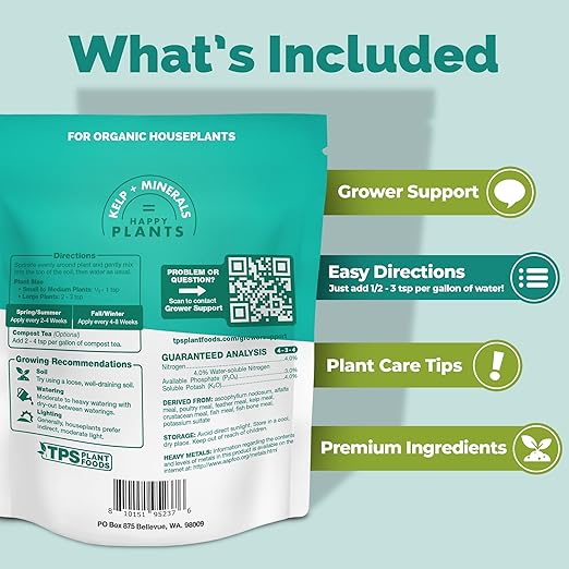 TPS NUTRIENTS Organic Indoor Plant Food, Slow Release Dry Granular Fertilizer for Indoor Houseplants (6 Ounces)