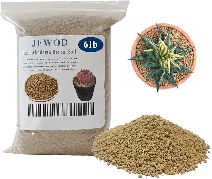 JFWOD 6lb Hard Akadama Bonsai Soil 3-6mm Small Grain for Cactus, Succulents, Bonsai Plants Soil Amendment, Prevent Over Water, Provides Optimal Water Retention, Fast Drainage
