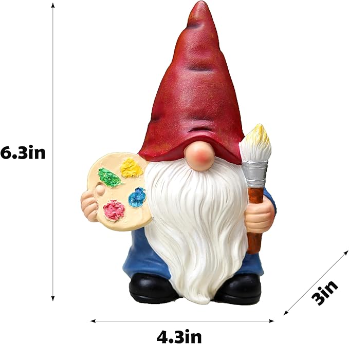 Garden Gnome with Paint Palette and Brush Statue Decoration Figurine Ornament for Indoor Outdoor Home Patio Yard Lawn,Gift for Mom