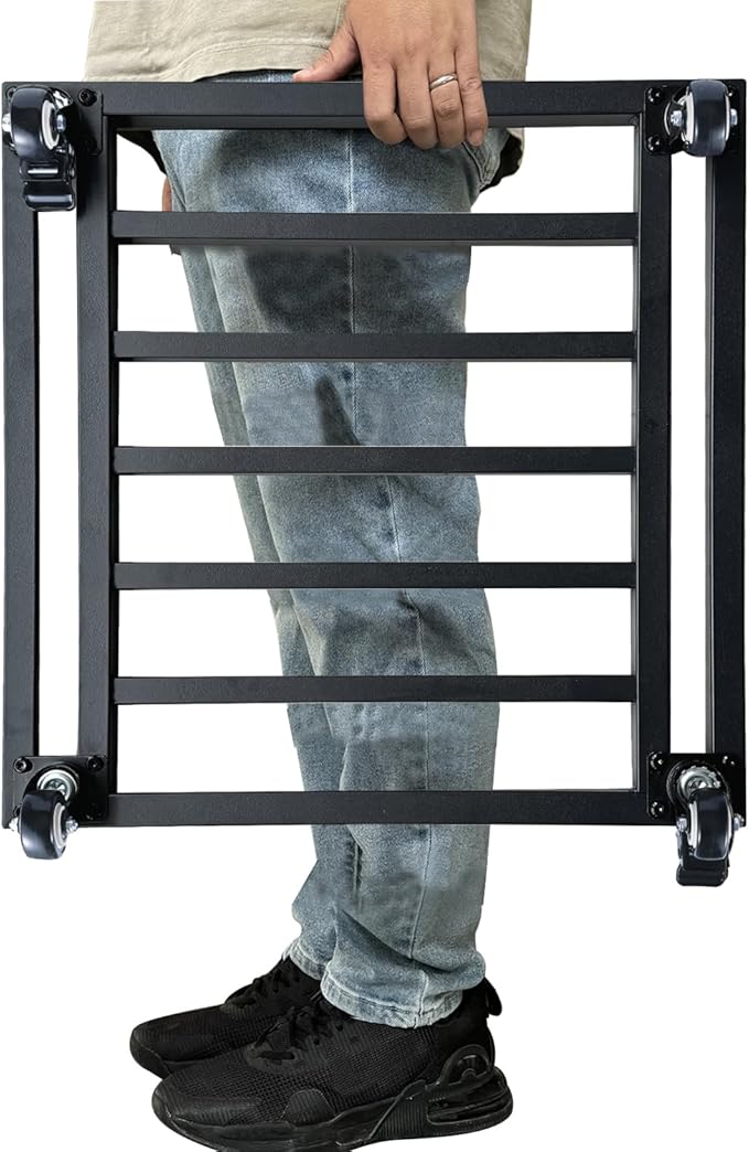 Hongsane 20" Square Plant Stand with Wheels Heavy Duty,Large Metal Plant Caddy Indoor Outdoor Use,Rolling Plant Dolly with Industrial Casters,Rust-Proof Black Plant Tray for Large Planters Pots,1-Pack