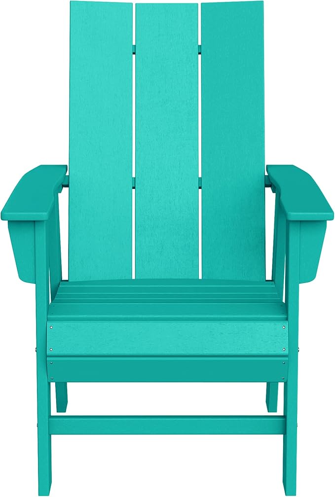 WestinTrends Ashore Outdoor Patio HDPE Plastic Modern Adirondack Dining Chair Turquoise