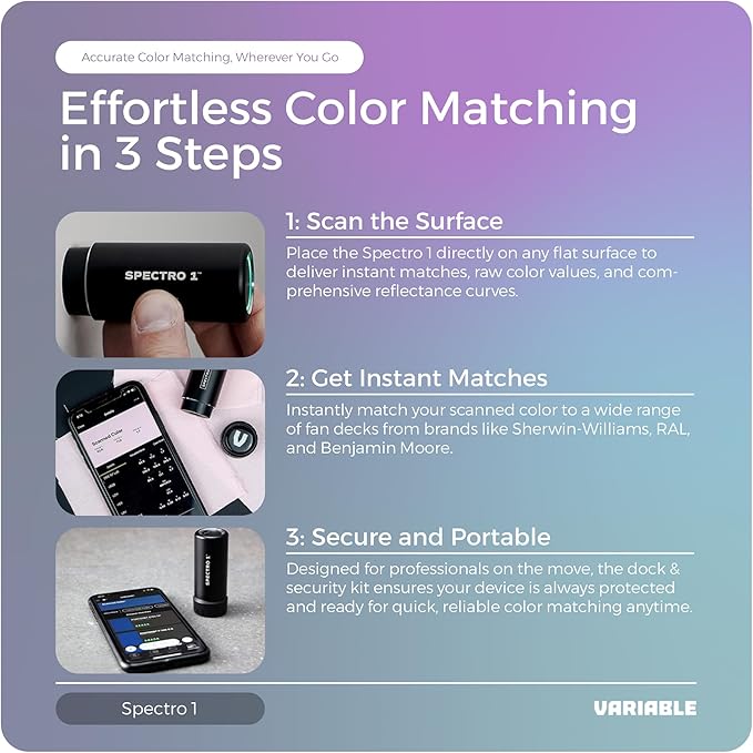 Spectro 1 Mobile Spectrophotometer with Dock & Security Kit, Paint Color Matching Tool and Color Reader, Portable Colorimeter Spectrometer Color Sensor & Paint Scanner Device for Prints & Coatings