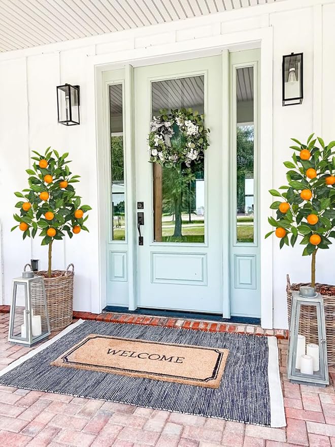 Artificial Orange Tree 3ft Fake Citrus Fruits Plant in Pot Large Fake Floor Plants Faux Trees Indoor Orange Decorations for Home Living Room Office