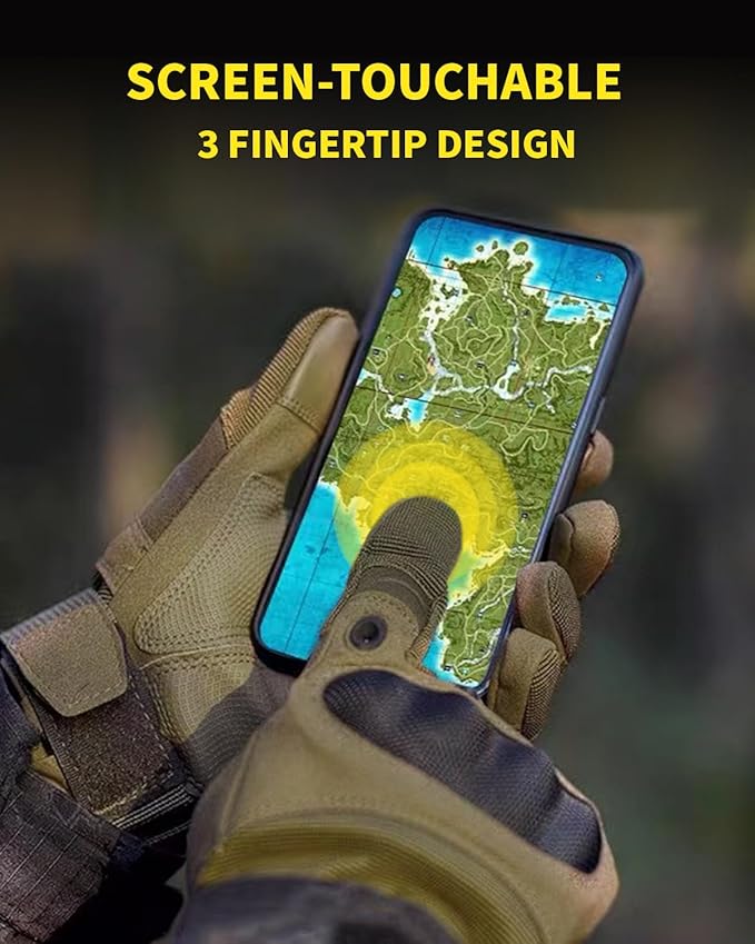 Tactical Gloves for Men, Shooting & Motorcycle Gloves with Hard Shell Knuckle Protection & Leather Palm for Airsoft Motorcycle Cycling Paintball Sports Climbing Training Hunting