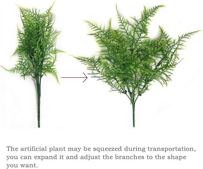 PASYOU Artificial Shrubs, Plastic Plants Fake Bushes Grass Greenery Leaves Shrub Bush Home Garden Indoor Outdoor Verandah Wedding Party DIY Table Arrangement Decoration Planting Filler 4 Bundles