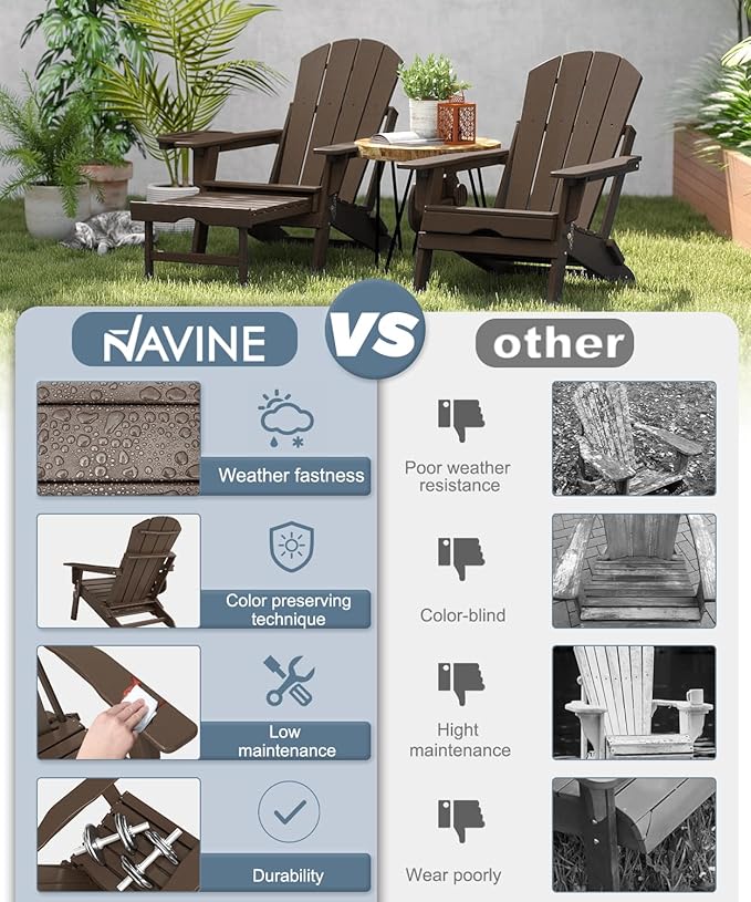 Adjustable Adirondack Chair with Retractable Ottoman Set of 6, HDPE Folding Adirondack Chair with Cup Holder, All Weather Fire Pit Chair for Outdoor.