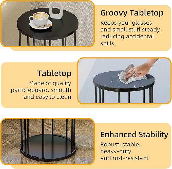 Leinade Plant Stand Indoor,small plant stool,Flower Pot Corner stand holder,Mid Century Heavy Duty Metal Tall Home Decor,Modern Round End Table,Small Rustic Display Stand for Living Room,Bedroom(Black,14In)