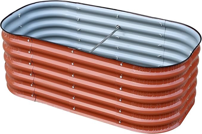 Raised Metal Garden Beds, Galvanized Steel, 47x24 inches, 2 Heights Available, Garden Green or Terra Cotta (Copper Brown, 47.2" × 23.6" × 17")
