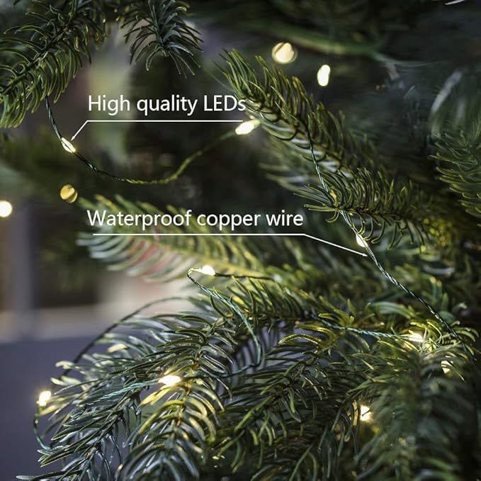 Extra Long Green Wire Fairy Lights Plug in 400FT High Bright 1200 LED Waterproof LED String Lights with Remote Warm White for Christmas Tree, Patio, Garden, Backyard
