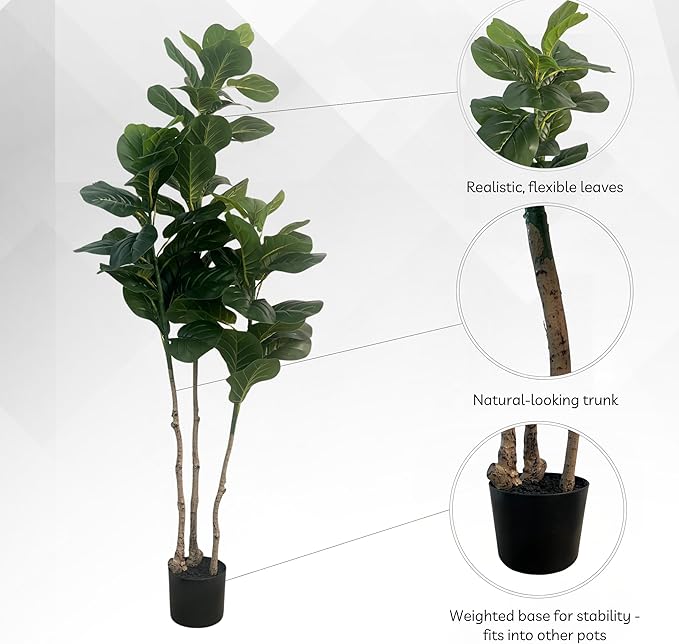 XBrand 59.1" Artificial Fiddle Leaf Fig Tree