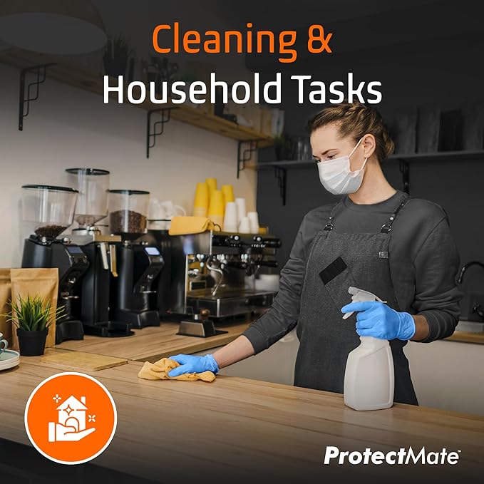 Blue Nitrile Gloves for Food Prep - 5 Mil Food Prep Gloves - Textured Food Handling Gloves Disposable Latex Free