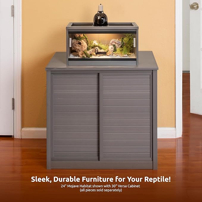 New Age Pet ECOFLEX Small 24" Reptile Habitat Enclosure, Glass Front Terrarium for Snakes, Lizards & Tortoises, in Maple or Grey, Easy to Clean, Front Access Design