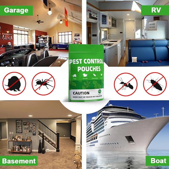 LAQDECDV Pest Control, Mouse Repellent Pouches, Rodent Repellent, Mice Repellant Indoor, Peppermint Mice to Repel Spider, Ant, Roach & Mosquito, Rat Repellant Outdoor, Keep Mouse Out of Camper-12P