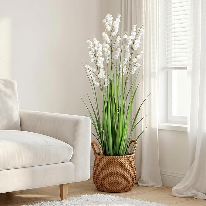 Fake Plants Home Decor Fake Flowers Artificial Plants Outdoor Tall Grass Plant Artificial Pampas Grass Decor Artificial Plants Indoor Fake Grass Living Room Decor Artificial Grass 36“2PCS White