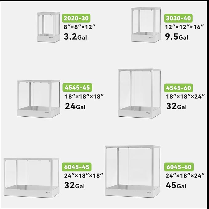 Reptile Glass Terrarium 7.9"x7.9"x11.8" 3.2 Gallon Knock-Down | Dual-Locking Security | Mesh Ventilation | Durable Aluminum Frame | Modern Design