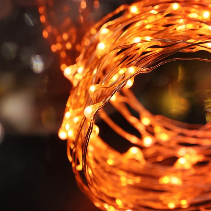 Blingstar USB Powered Fairy Lights, 2 Pack 33Ft 100 LED, Flexible Silver Wire, Mini String Lights for Halloween/Christmas Tree/Stage/Party/Holiday Indoor Decoration, Orange