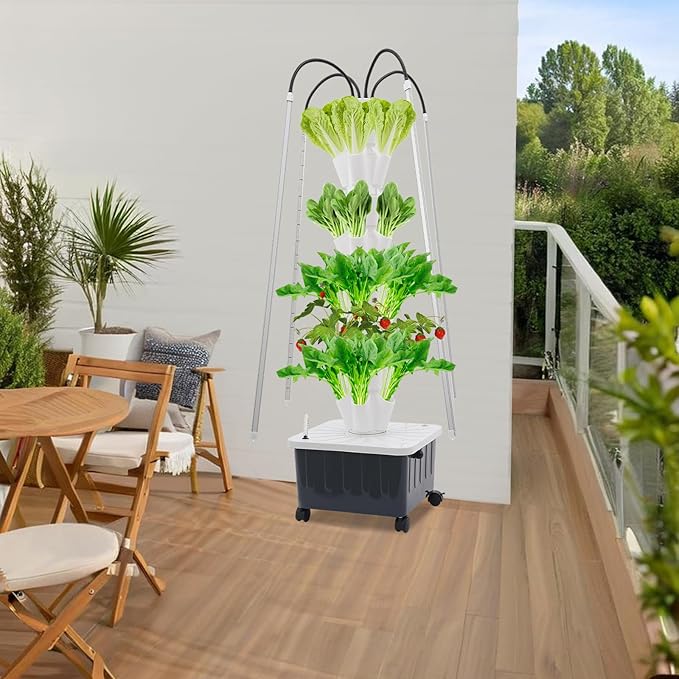 Hydroponics Growing System Kit,40 Pods Vertical Indoor Garden with LED Grow Light, Indoor Herb Garden with Wheels, Plant Germination Kit for Vegetable Fruit (8 Layer 40 pods)