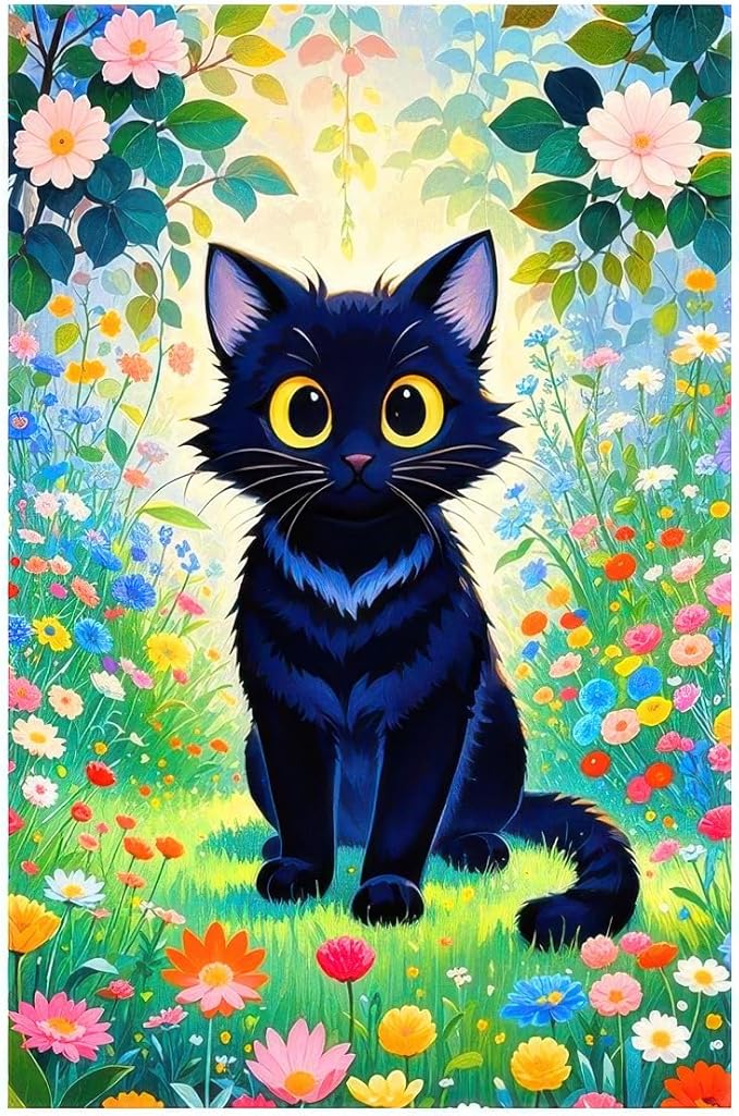 Spring Garden Flags 12x18 Double Sided Spring Garden Flags For Outside Decor Black Cat with Colorful Flowers Backdrop Seasonal Outdoor Decoration Springs Banner For Home