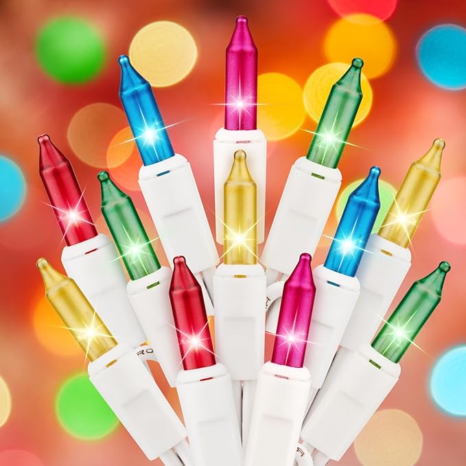 Easter Decorations Mini String Lights, 50 Count 12 Feet Easter Mini Lights, Waterproof String Light Plug in for Indoor Garland Party Christmas Tree Festival Easter Decoration, Pink + Multicolor