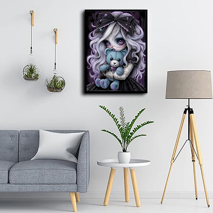 GemZono Diamond Art Kits for Adults Gothic 5D Diamond Painting Kits for Adults DIY Full Round Drill Carton Diamond Art Pictures for Home Wall Decoration(11.8x15.7 inch)