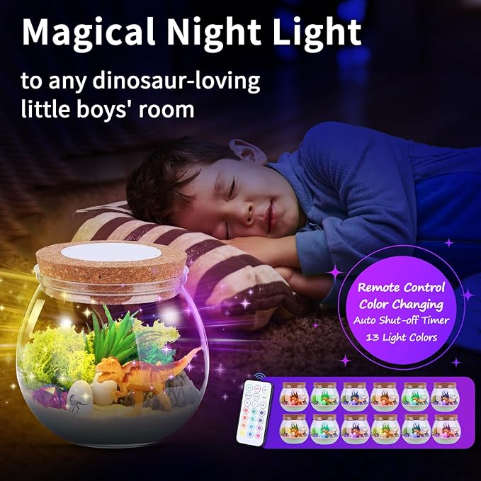 Envyvip Dinosaur Gifts for Boys 4-12 Years Old, Dinosaur Crafts Kit for Kids, Light Up Decoration with Remote - Arts and Crafts for Kids, Birthday Gifts Toys for Boys Age 4 5 6 7 8 9 10 11 12