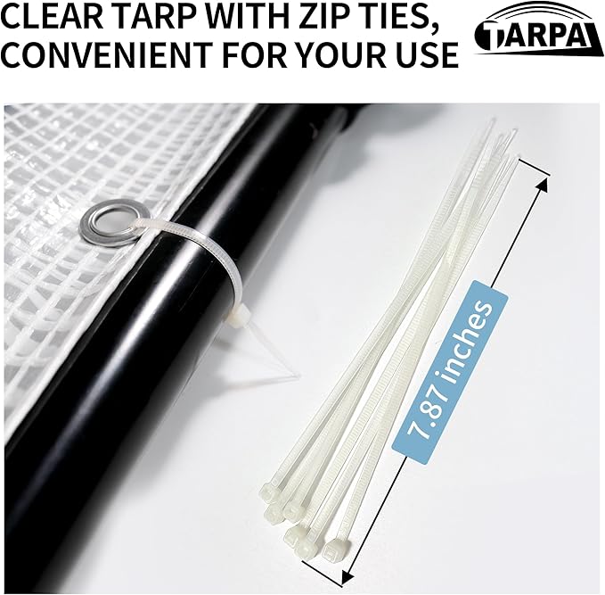 TARPAL 20'x20' Clear White Tarp Heavy Duty Waterproof 12mil with Grommets or Zip Ties for Large Greenhouses for Outdoors Garden,Farm,Chicken Coops