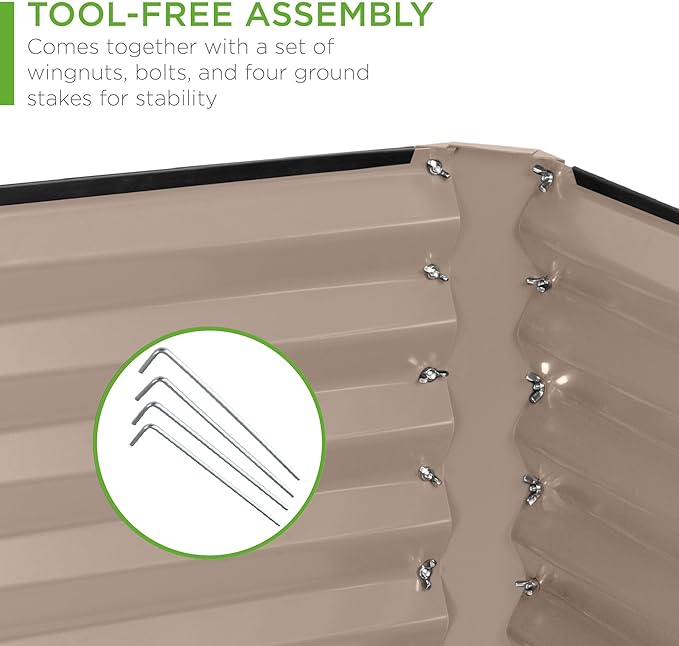 Best Choice Products 6x3x2ft Outdoor Metal Raised Garden Bed, Deep Root Box Planter for Vegetables, Flowers, Herbs, and Succulents w/ 269 Gallon Capacity - Taupe