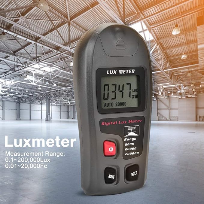 MT-30 Digital Light Meter Lux Meter 0.1-200,000 Lux Range Illuminance Meter with LCD Display Portable Luxmeter for Indoor Outdoor Lighting Measurement