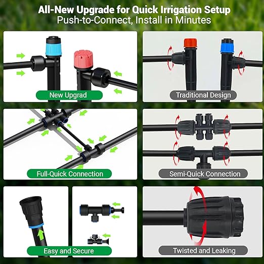 Drip Irrigation System for Garden, 2026 Upgraded DIY Automatic Plant Watering Kit with Push-Fit Connectors, 30 Water-Saving Adjustable Drip Emitters for Yard, Lawn & Greenhouse (100FT)