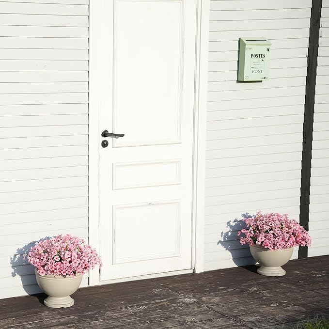 Stymedeca Artificial Flowers for Outdoor Faux Plants for Spring Summer Decoration, UV Resistant Realistic Silk Plastic Fake Flowers Garden Porch Patio Balcony Yard Front Home Decor, 24 Bundles