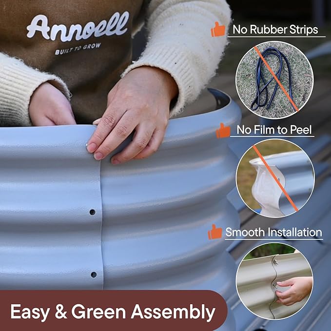 2-Pack Galvanized Raised Garden Bed 10x2x1 | 8x4x1 ft, 12" Tall Metal Planter Box for Outdoor Plants, Modular Raised Flower Bed Rust Resistant Coating, Long Planter for Vegetable - Moss Green