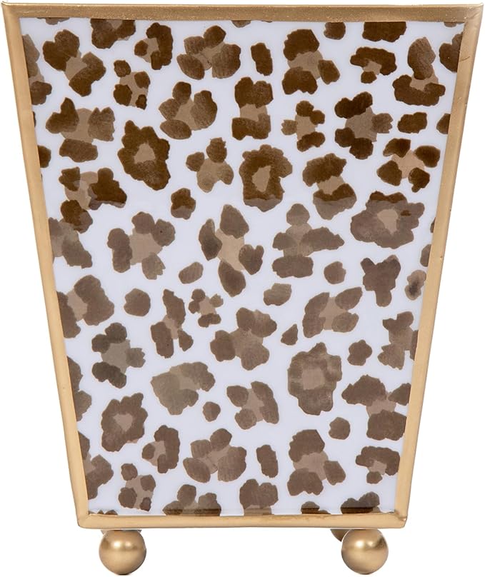 Jaye's Studio Decorative Planter Pots for Indoor Plants, Cachepot for Office, Kitchen, Bedroom, Desk, Living Room, Metal Flower Pot Small Planters, Gold Plant Pot Chinoiserie (Leopard Spots, 6 Inch)