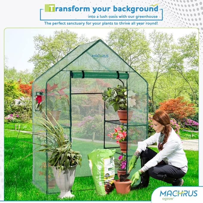 Machrus Ogrow Greenhouse Kit, Multiple Sizes - Green House, Small Greenhouses Outside, Kit Small Greenhouses Outdoors, Mini Greenhouse Outdoor.